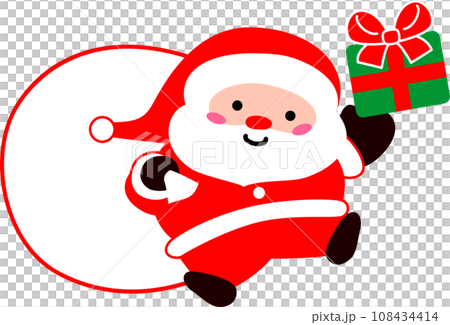 プレゼントを持って笑うクリスマスのサンタクロース 108434414
