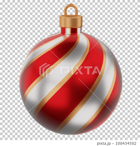realistic christmas ball 3D Render with curved color red, white and gold realistic christmas ball 3D Render with curved color red, white and gold 108434502
