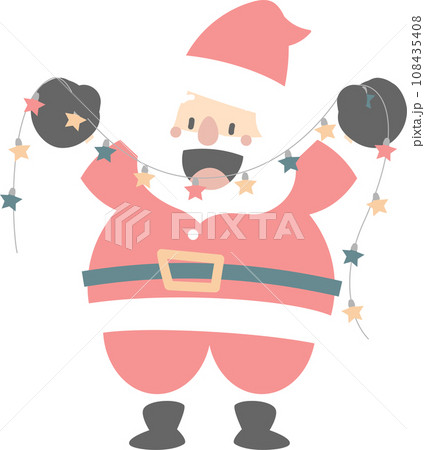 merry christmas and happy new year with cute santa claus and christmas light, flat png transparent element cartoon character design 108435408