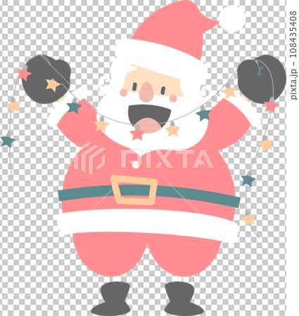 merry christmas and happy new year with cute santa claus and christmas light, flat png transparent element cartoon character design 108435408