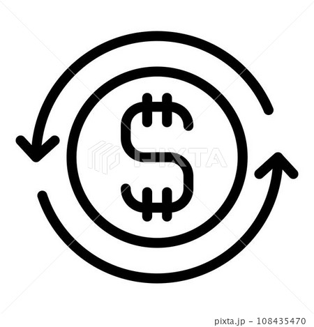 Dollar currency icon. Outline dollar currency vector icon for web design isolated on white background 108435470