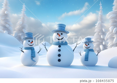 雪だるま-1（3D）のイラスト素材 [108435875] - PIXTA