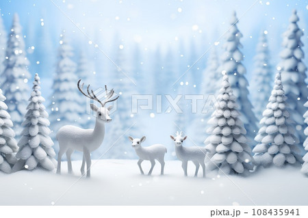 雪の中のシカ（3D） 108435941