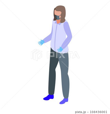 Girl in protection mask icon. Isometric of girl in protection mask vector icon for web design isolated on white background Girl in protection mask icon. Isometric of girl in protection mask vector icon for web design isolated on white background 108436001