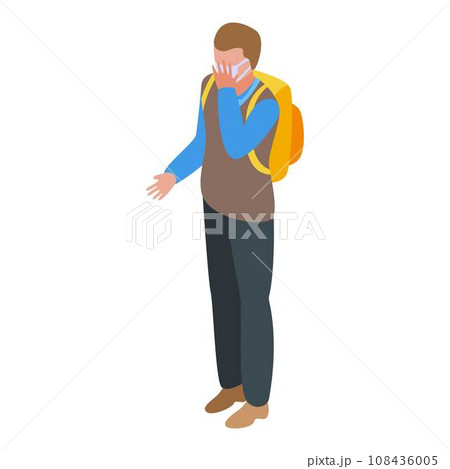 Quarantine school boy put mask icon. Isometric of quarantine school boy put mask vector icon for web design isolated on white background 108436005