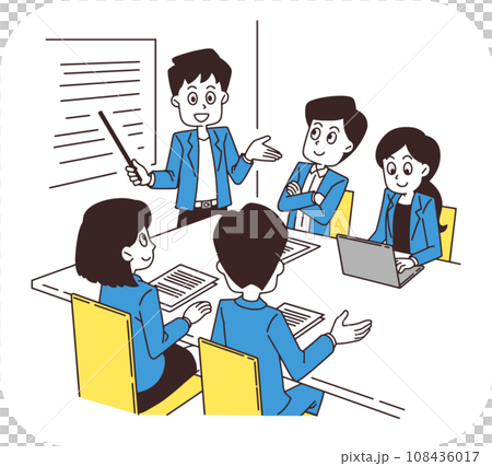 Illustration of office workers gathering and having a meeting Illustration of office workers gathering and having a meeting 108436017