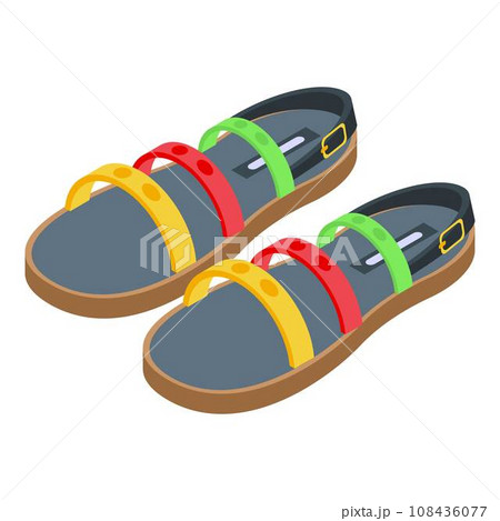 Colorful sandals icon. Isometric of colorful sandals vector icon for web design isolated on white background 108436077