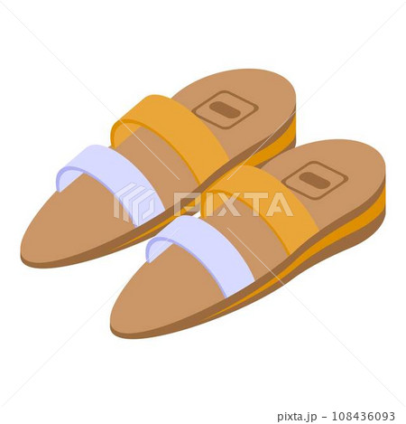 Woman sandals icon. Isometric of woman sandals vector icon for web design isolated on white background Woman sandals icon. Isometric of woman sandals vector icon for web design isolated on white background 108436093