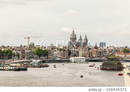 modern Amsterdam city center, canals and bridges. 108436371