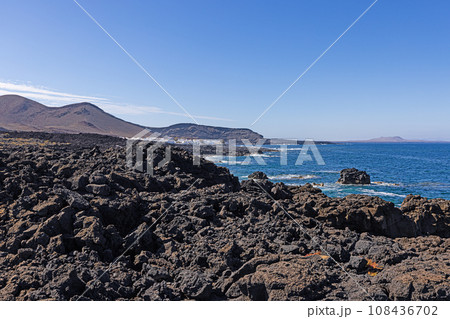 Picture over volcanic coast near El Golfo on Lanzarote Picture over volcanic coast near El Golfo on Lanzarote 108436702