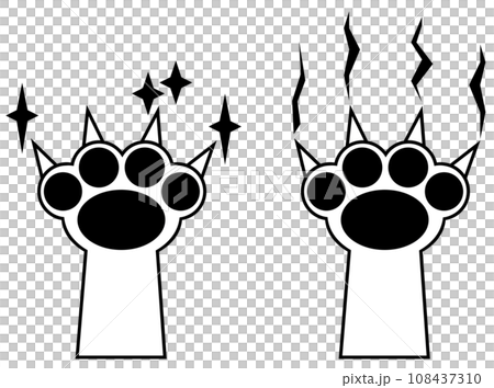 凶暴なネコや野生動物が爪で攻撃する危険なイラストのイラスト素材
