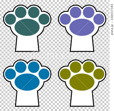 ペットで飼う猫や犬の肉球の可愛いイラスト ペットで飼う猫や犬の肉球の可愛いイラスト 108437395
