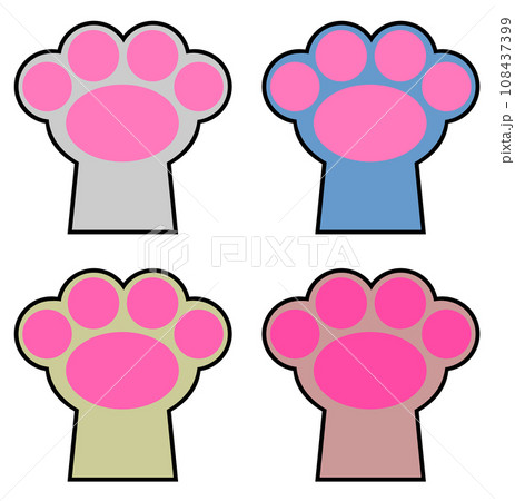 ペットで飼う猫や犬の肉球の可愛いイラスト 108437399