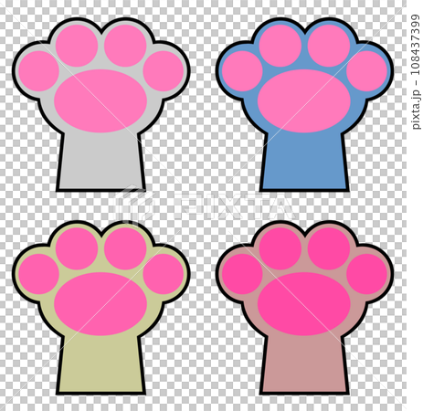 ペットで飼う猫や犬の肉球の可愛いイラスト 108437399