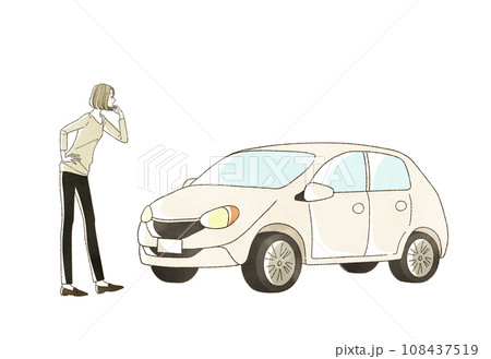 自動車と笑顔の女性 自動車と笑顔の女性 108437519