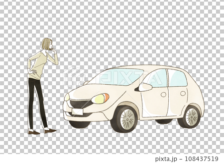 自動車と笑顔の女性 自動車と笑顔の女性 108437519