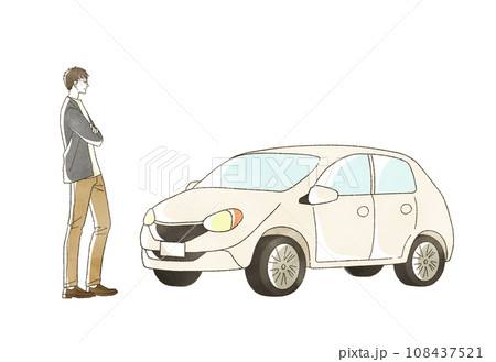 自動車と笑顔の男性 自動車と笑顔の男性 108437521