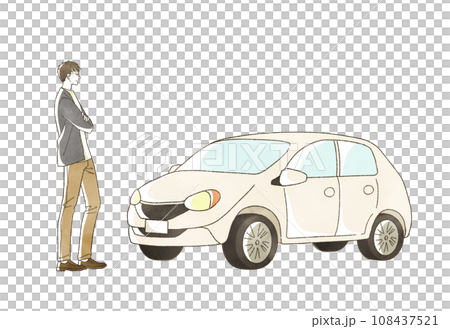 自動車と笑顔の男性 自動車と笑顔の男性 108437521