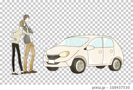 Car and smiling man and woman 108437530