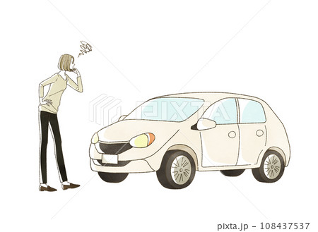 自動車と困っている女性 108437537