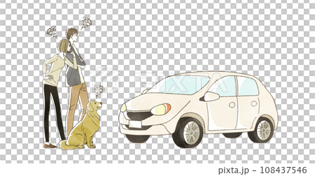 一個人和一隻狗遇到汽車麻煩 108437546