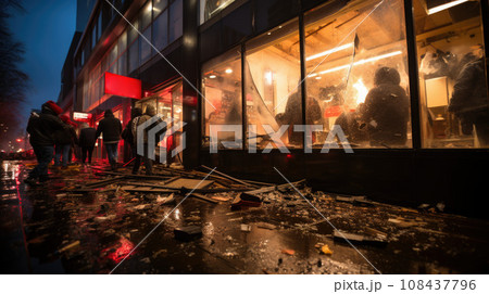 Looting and destructions. Looters seen breaking into the store 108437796
