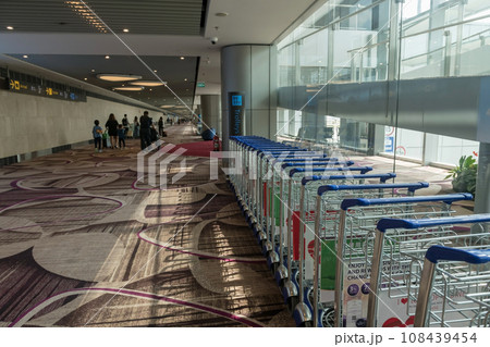 Trolleys for passengers at Terminal 4 of Changi Airport, Singapore 108439454