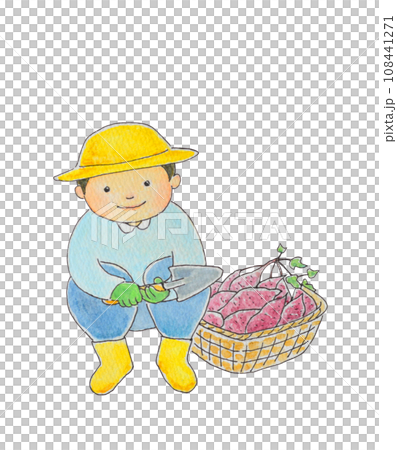 一個人手裡拿著鏟子挖紅薯 一個人手裡拿著鏟子挖紅薯 108441271