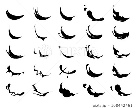 小さな斬撃のエフェクトのイラスト素材セット_シルエット 108442461