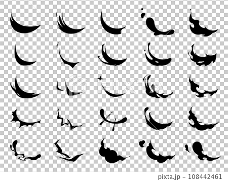 小さな斬撃のエフェクトのイラスト素材セット_シルエット 108442461