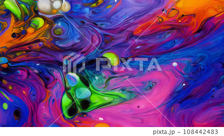 マーブル模様の流体アートの背景 108442483