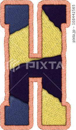 H Patchwork Uppercase Letter - Quilted Stitch Alphabet Style H Patchwork Uppercase Letter - Quilted Stitch Alphabet Style 108442565