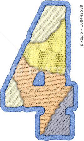 Number 4 Patchwork Letter - Quilted Stitch Alphabet Style Number 4 Patchwork Letter - Quilted Stitch Alphabet Style 108442589