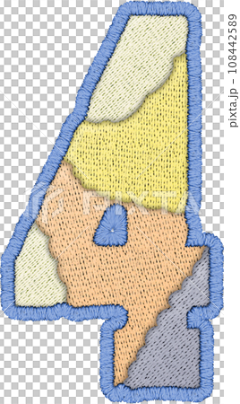 Number 4 Patchwork Letter - Quilted Stitch Alphabet Style Number 4 Patchwork Letter - Quilted Stitch Alphabet Style 108442589