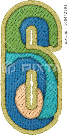 Number 6 Patchwork Letter - Quilted Stitch Alphabet Style Number 6 Patchwork Letter - Quilted Stitch Alphabet Style 108442591