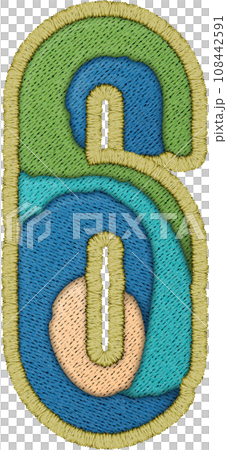 Number 6 Patchwork Letter - Quilted Stitch Alphabet Style Number 6 Patchwork Letter - Quilted Stitch Alphabet Style 108442591
