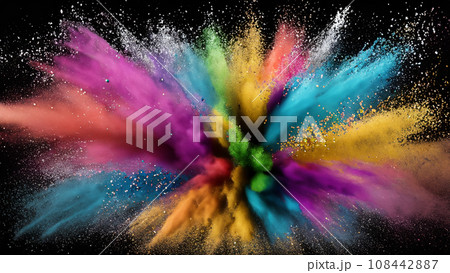 カラフルな粒子が破裂している背景 108442887