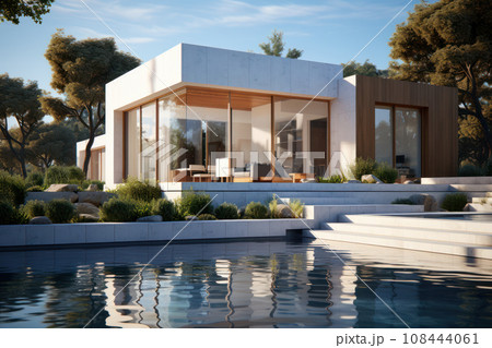 Minimalist cubic house exterior 108444061