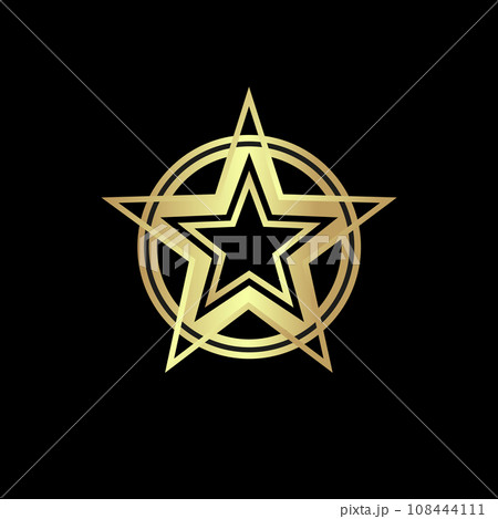 Realistic metallic golden star background. Vector illustration 108444111