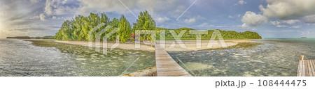 Panoramic view over Carp Island pier in Palau Panoramic view over Carp Island pier in Palau 108444475