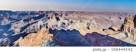 Panorama picture over Grand Canyon with blue sky in Arizona Panorama picture over Grand Canyon with blue sky in Arizona 108444542