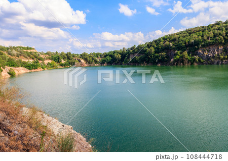 View of the lake at abandoned quarry on summer 108444718