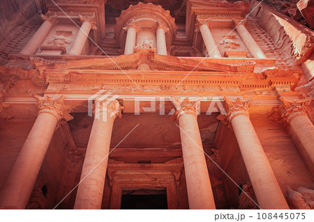 Bottom view of the entrance to the  Treasury. Petra. Jordan. 108445075