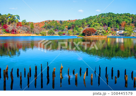 福島県 白河市 国指定史跡 名勝南湖公園の秋 御影の島 福島県 白河市 国指定史跡 名勝南湖公園の秋 御影の島 108445579