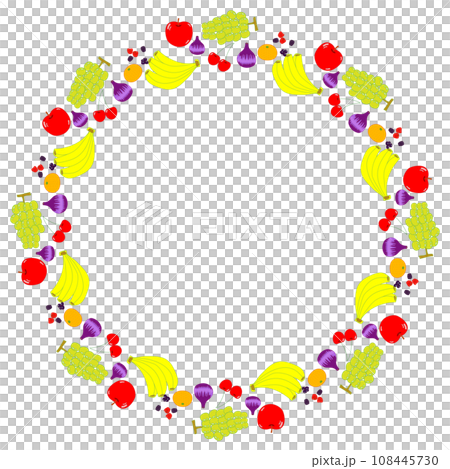 Frame of various fruits, white background Frame of various fruits, white background 108445730