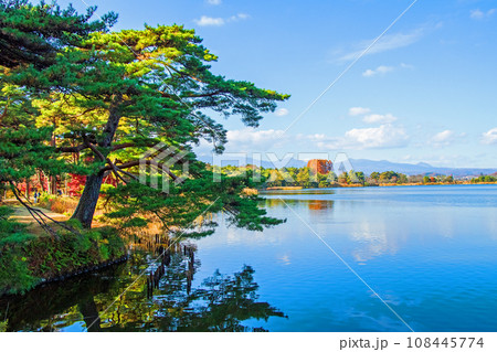 福島県　白河市　国指定史跡　名勝南湖公園の秋　 108445774