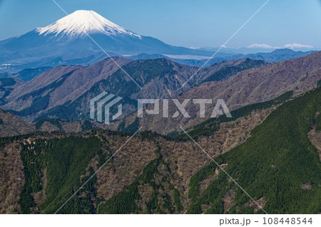 丹沢表尾根・三ノ塔から見る早春の富士山 丹沢表尾根・三ノ塔から見る早春の富士山 108448544