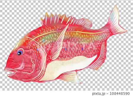 貼り絵風の鯛イラスト 貼り絵風の鯛イラスト 108448590