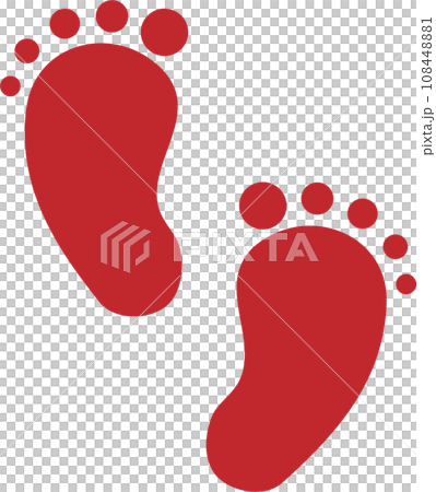 紅色腳印的插圖 紅色腳印的插圖 108448881