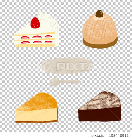 水彩手描き　いろんなケーキのセット 108448911